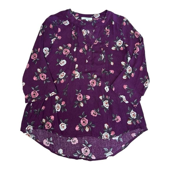 Monday Fun Floral Tunic Blouse~Size S~Purple Lightweight~Stitch Fix NWOT~L11 12 - Picture 7 of 9